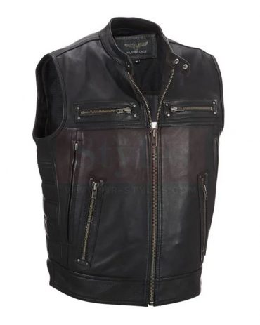 Wilsons Leather Cycle Performance Patchwork Leather Vest Fashion Collection Free Shipping