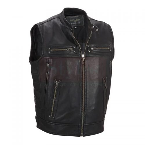 Wilsons Leather Cycle Performance Patchwork Leather Vest Fashion Collection Free Shipping