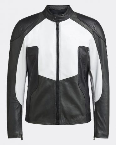 Birbeck Jacket in Black White Vintage Leather Coats For Men Fashion Collection Free Shipping