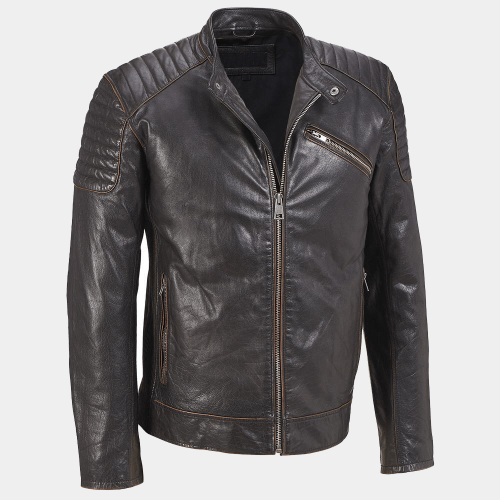 Rivet Quilted Mens Motorcycle Leather Jackets Motorbike Jackets Free Shipping