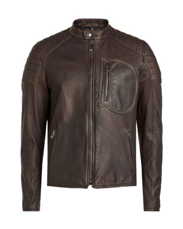 Belstaff Mens Leather Wittering Fashion Jacket Fashion Collection Free Shipping