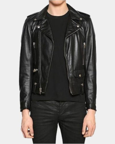 Black Winter Mens Leather Biker jacket