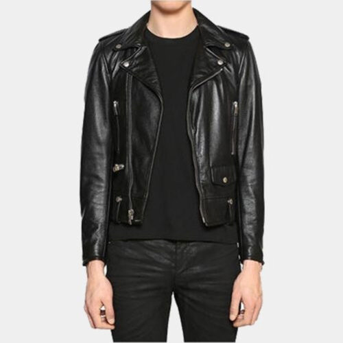 Black Winter Mens Leather Biker jacket Fashion Collection Free Shipping
