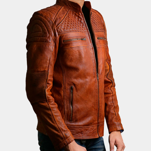 Cafe Racer Classic Cult Waxed Brown Celebrities Leather Jackets Celebrities Leather Jackets Free Shipping