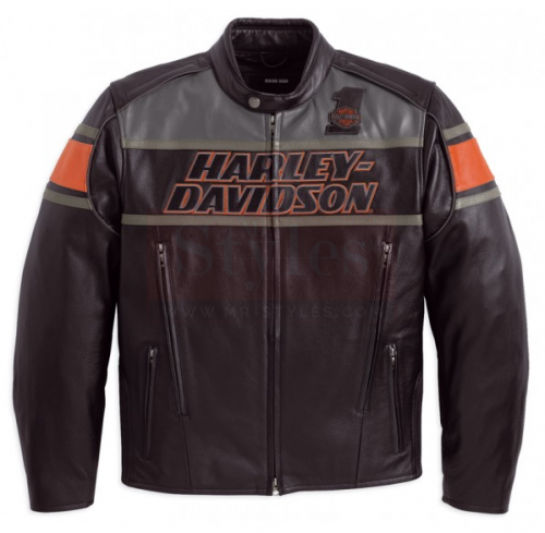 Men’s Classic Harley Davidson Rumble Leather Motorcycle Jacket MotoGp Jackets Free Shipping