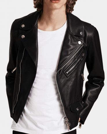 Black Leather Semi Biker Jacket Best Choice of Riders Motorbike Collection Free Shipping