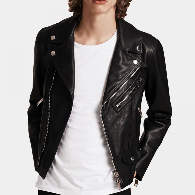 Clean Line Jacket clean-lined leather biker jacket with zip pockets - mr styles