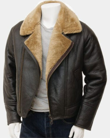 Aviator Leather Biker Jacket Mens