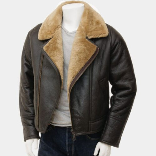 Crossover Brown Aviator Leather Biker Jacket Mens Fashion Collection Free Shipping