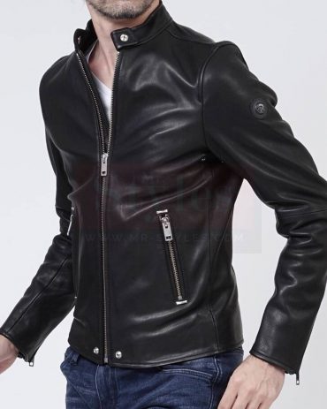 Diesel Black Leather Jacket Mens Fashion Collection Free Shipping