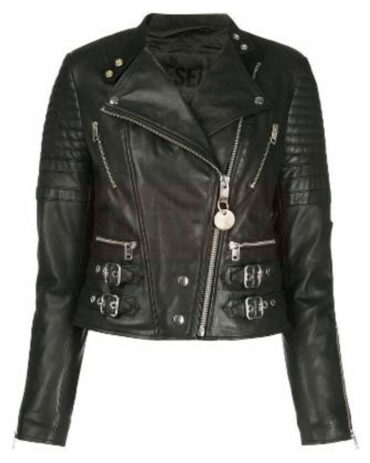 Diesel Men’s Black leather jacket Fashion Collection Free Shipping