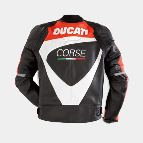 Corse 12 Men’s Motorcycle Leather Jacket-Ducati Replica MotoGp Jackets Free Shipping