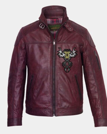 Mac Brown Leather Men Jacket With Embroidery