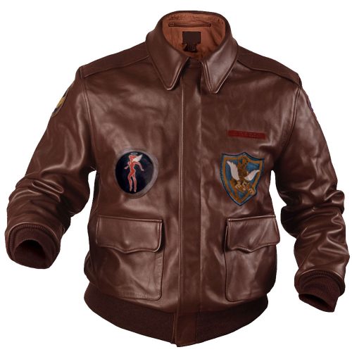 Flying Tigers Fighter Mens Leather Bomber Jacket Brown Fashion Collection Free Shipping