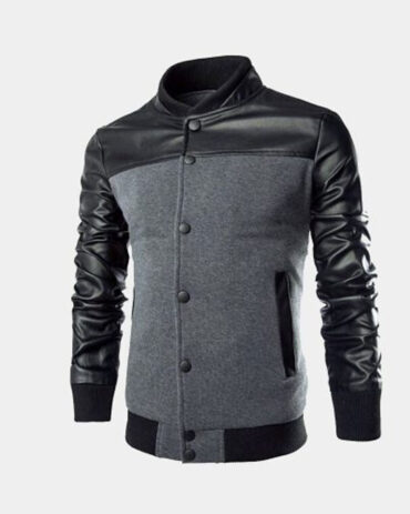 Grey Fashion Leather Jacket For Men Fashion Collection Free Shipping