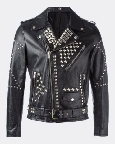 Black Studded Mens Leather Jacket