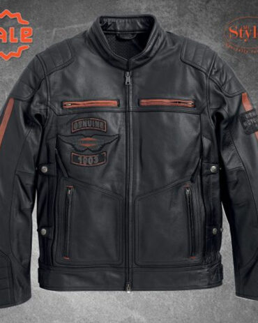Harley Davidson Mens Exmoor Reflective Wing Motorcycle Leather Jacket MotoGp Jackets Free Shipping