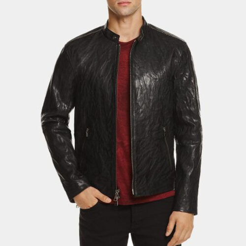 John Varvatos Studded Metal Lambskin Leather Jacket Fashion Collection Free Shipping