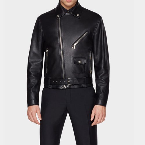 Leather Biker Jacket-Versace Replica Motorbike Collection Free Shipping