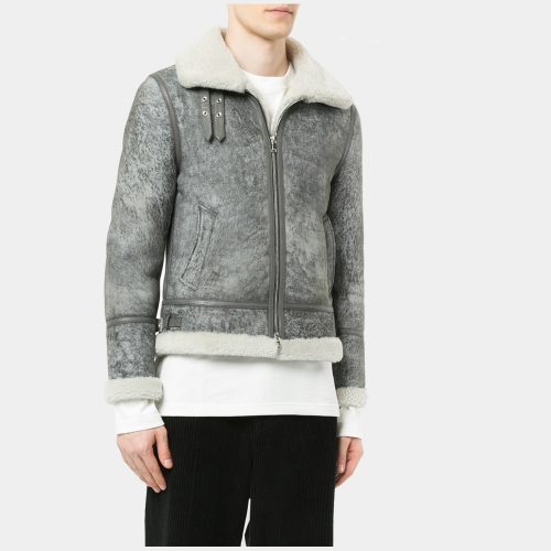 Grey lamb skin leather jacket Fashion Collection Free Shipping