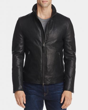 Boss Suede Black Leather Bomber Jacket Men Fashion Collection Free Shipping