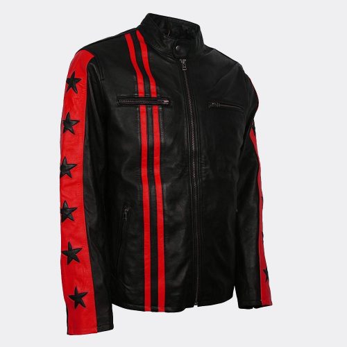 Fashion Red Black Mens Leather Jacket Fashion Collection Free Shipping