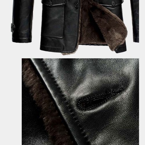 Men’s Fashion Black Leather Overcoat Fashion Coats Free Shipping