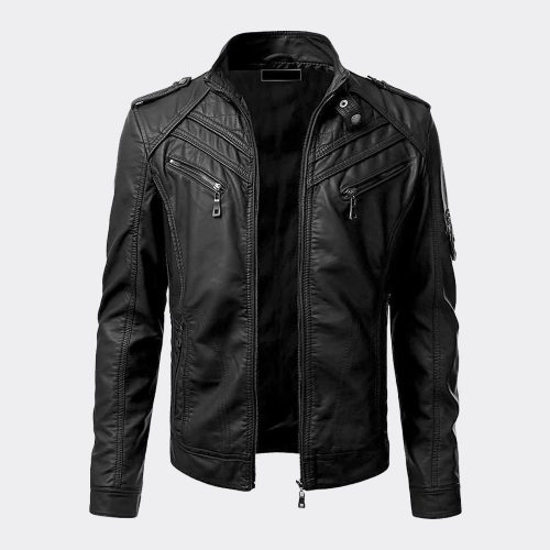 Men’s Motorcycle Black Leather Jacket Retro Biker Style Genuine Leather Jacket Motorbike Jackets Free Shipping