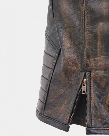 Men's Vintage Brown Quilt Shoulder Leather Vest