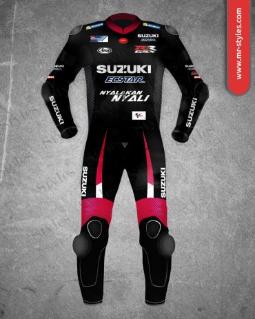 Maverick Vinales Suit 2016 Black & Red Suzuki MotoGP Maverick Vinales Suits Free Shipping