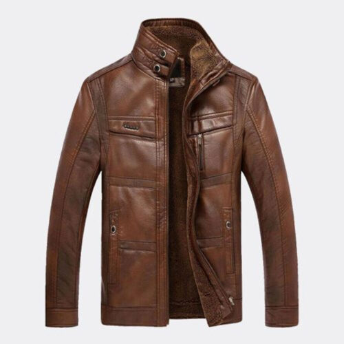 Men Fashion Real Leather Winter Jacket Fashion Collection Free Shipping