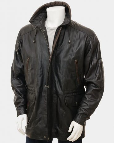 Men's Black Leather Coat