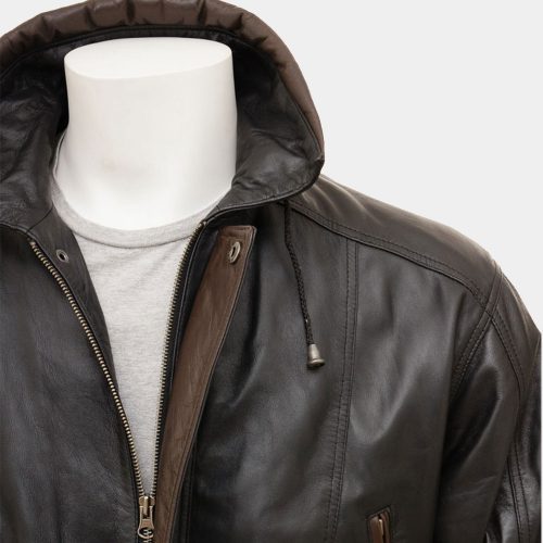 Real Quality Men’s Black Leather Fashion Coat Fashion Coats Free Shipping