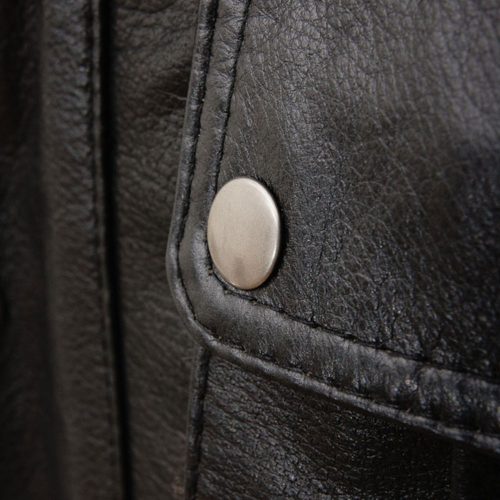 Men’s Black Leather Fashion Coat with buttons Fashion Coats Free Shipping