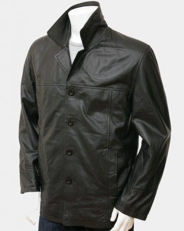 Men’s Black Leather Reefer Fashion Coat Fashion Coats Free Shipping
