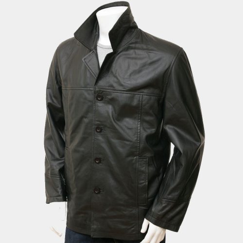 Men’s Black Leather Reefer Fashion Coat Fashion Coats Free Shipping