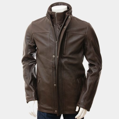 Men’s Brown Leather Fashion Coat Fashion Coats Free Shipping
