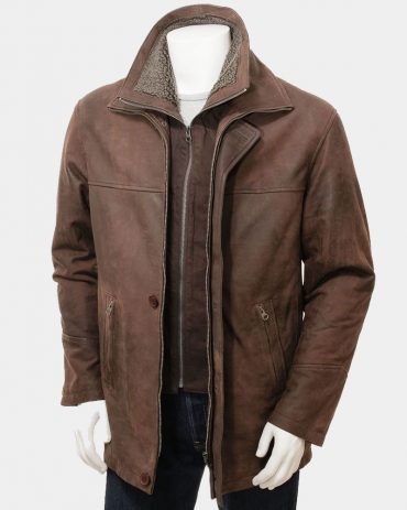 Men’s Chestnut Leather Fashion Coat Fashion Coats Free Shipping