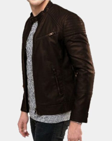 front pockets Brown Leather Jackets