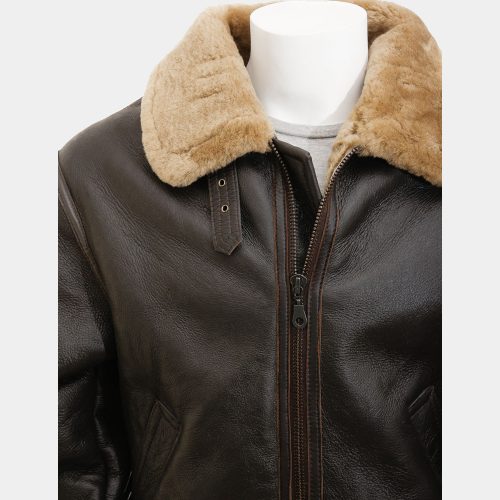 Men’s Ginger Sheepskin Aviator leather Jacket Fashion Collection Free Shipping