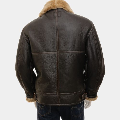 Men’s Ginger Sheepskin Aviator leather Jacket Fashion Collection Free Shipping
