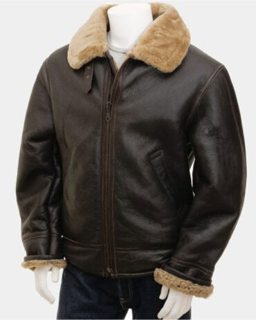 Men's Ginger Sheepskin Aviator leather Jacket