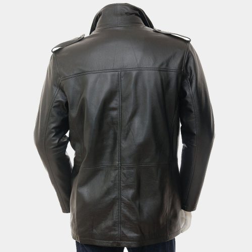 Mens Leather Long Fashion Coat Black Fashion Coats Free Shipping