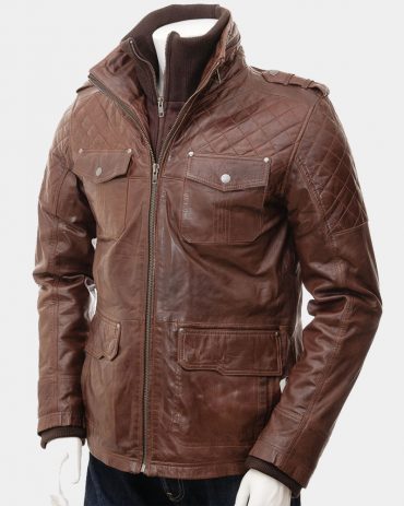 Mens Leather Jacket in Brown