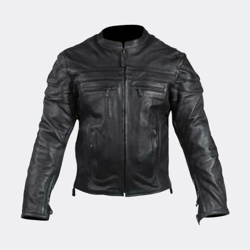 Mens Motorcycle Racer Black Concealed Carry Leather Jacket MotoGp Jackets Free Shipping