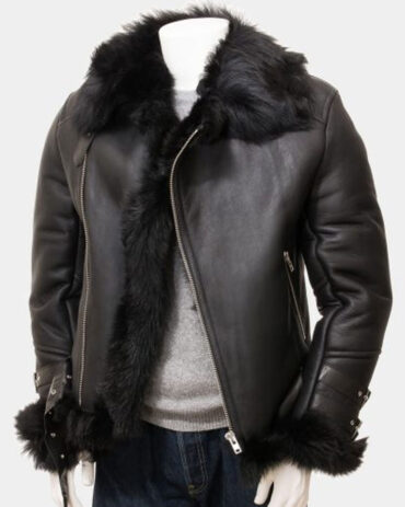 Mens Sheepskin Biker Leather Blazer Jacket
