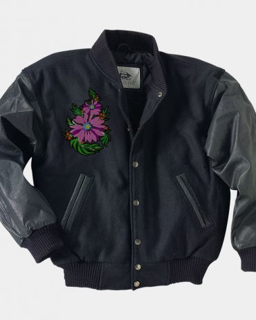 Navy Leather Varsity Jacket