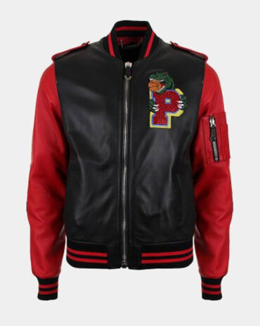 Plein Warriors Leather Bomber Jacket