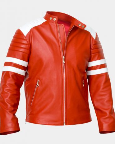 Black and Red Movie Star Leather Jacket Celebrities Leather Jackets Free Shipping