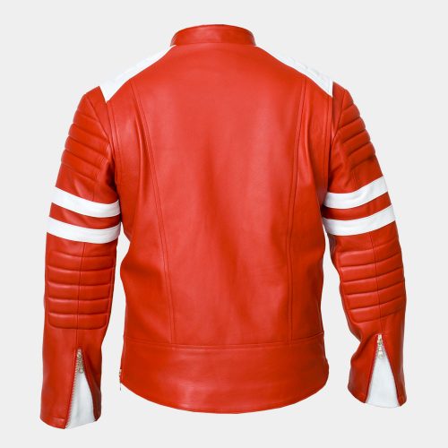 Sheepskin Super Hero Celebrities Leather Jackets Red  Excellent Quality Celebrities Leather Jackets Free Shipping